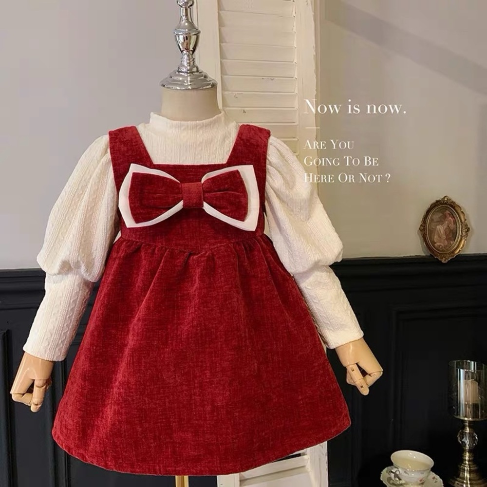 used less than 2times Poised And Pretty Velvet Overall Dress Set Valentine's set